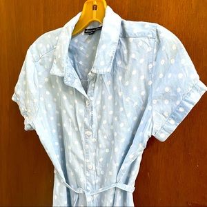Blue dot shirt dress
